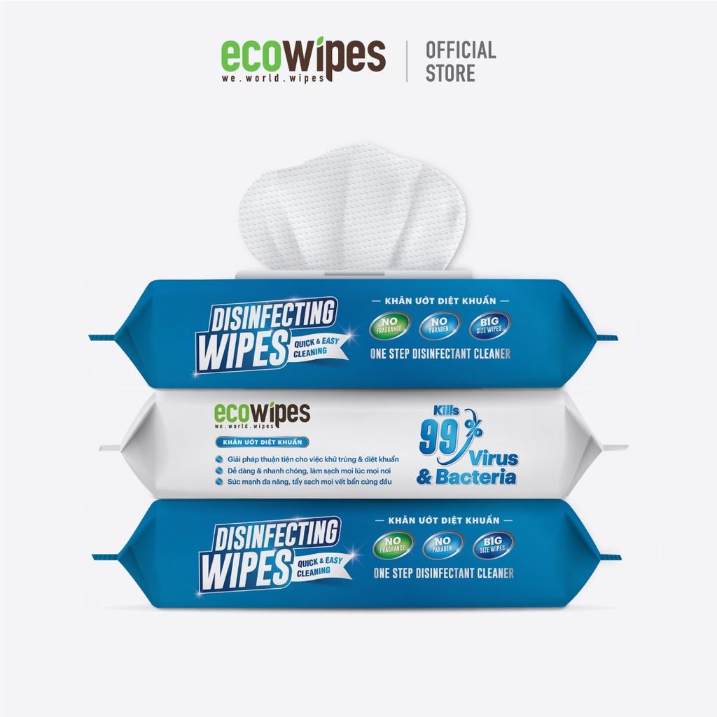 Combo 03 gói khăn ướt diệt khuẩn Disinfecting Wipes gói 60 tờ diệt 99,9% vi khuẩn hương chanh dịu nhẹ không kích ứng da