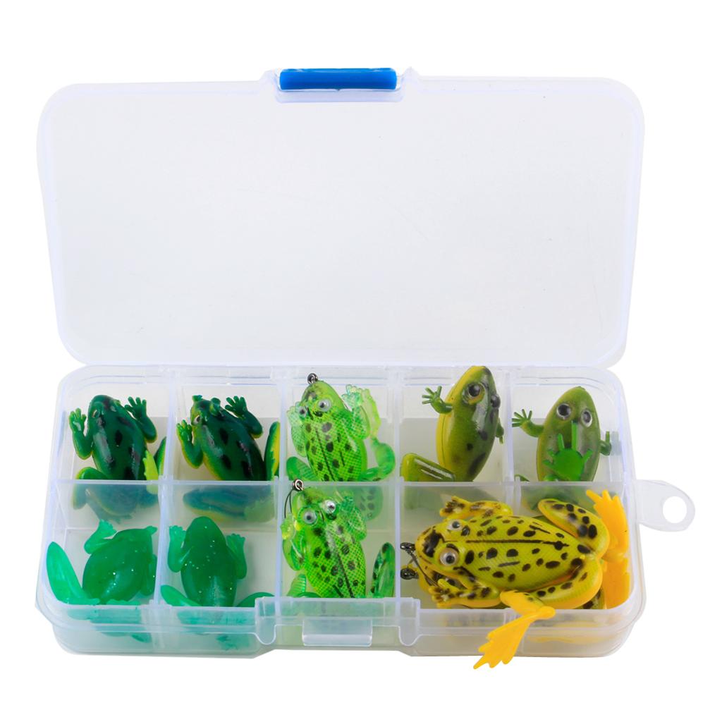 30pcs Mixed Pattern Topwater Lure Frog Soft Bait Accessories Swivels Leaders