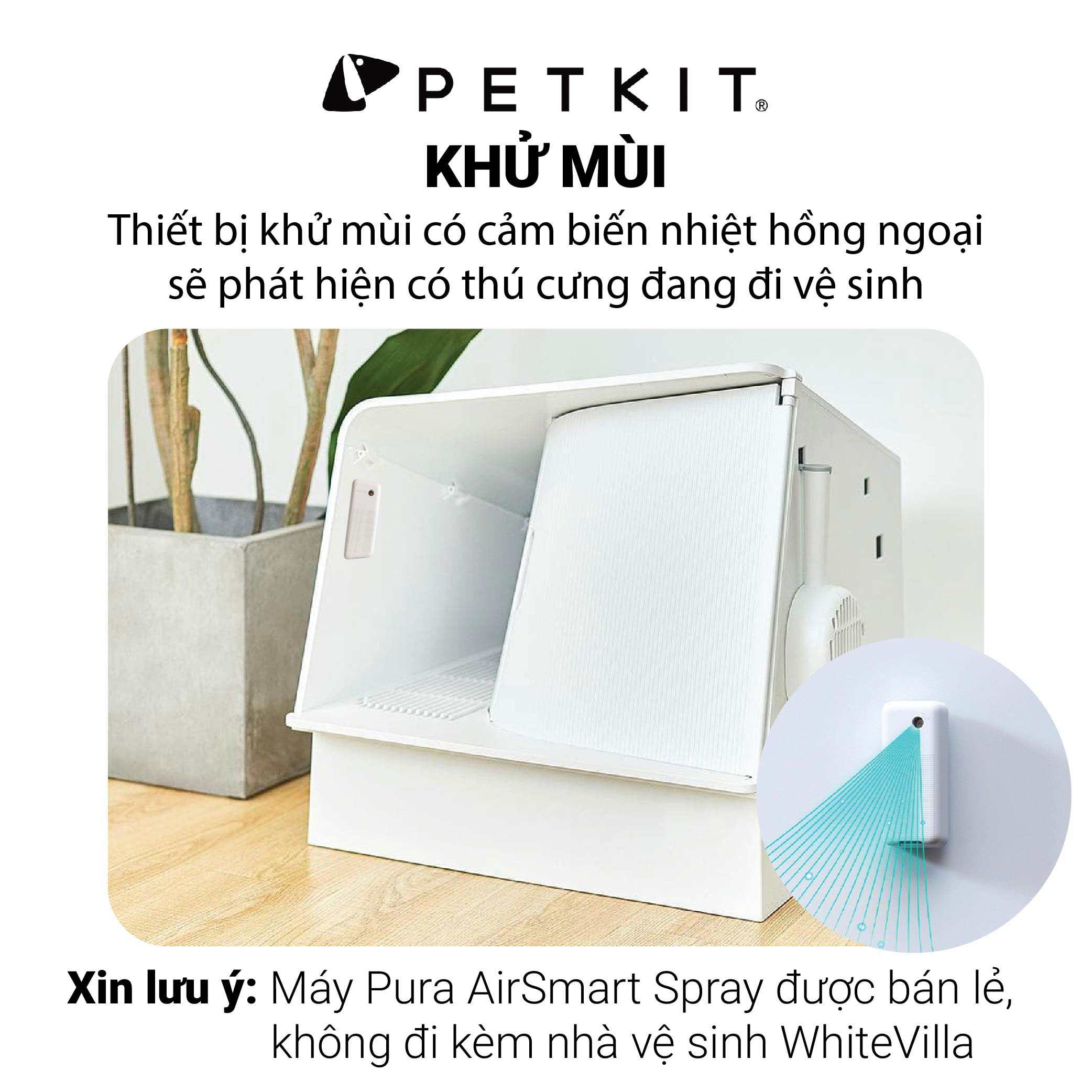 Nhà Vệ Sinh Cao Cấp Cho Mèo White Villa Petkit Kín Đáo, Chống Văng Cát, Khử Mùi Hiệu Quả