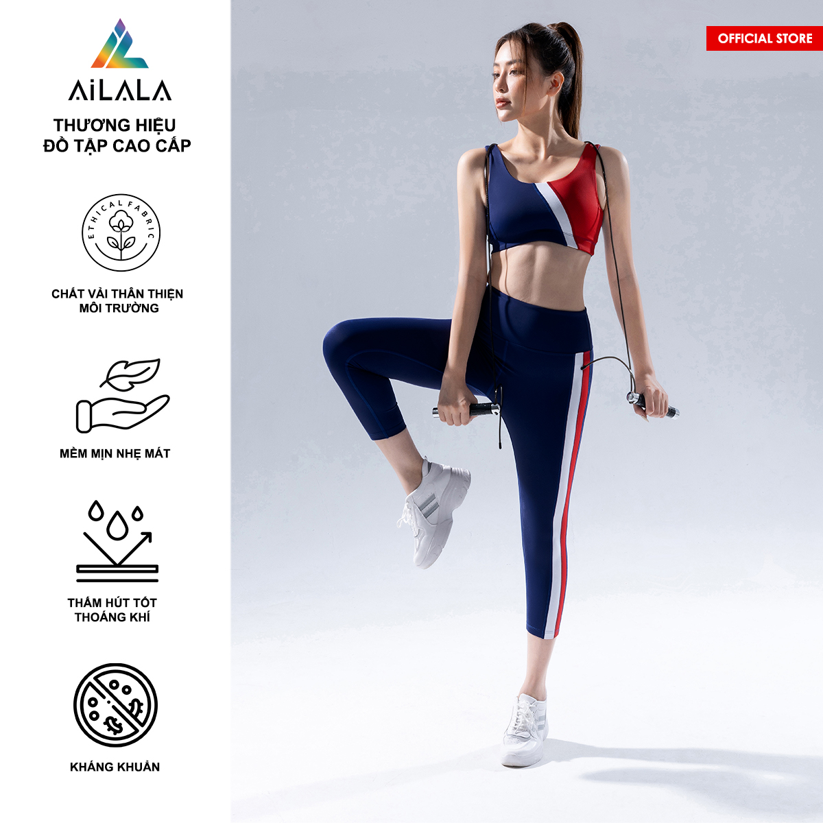 Bộ quần áo thể thao nữ AiLALA LUX48B, Đồ tập Yoga Gym Pilates, chất vải Hi-tech cao cấp