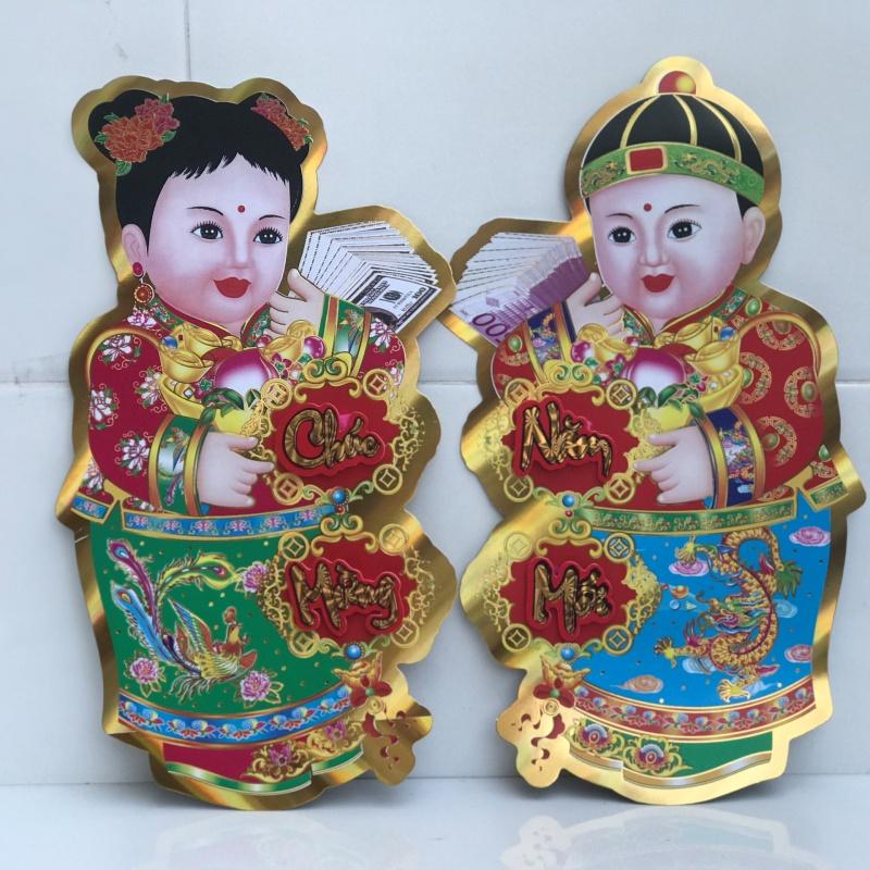 Decal Trang Trí Tết 2022 Bé Chúc Xuân Nhâm Dần .Em bé tiên đồng ngọc nữ.