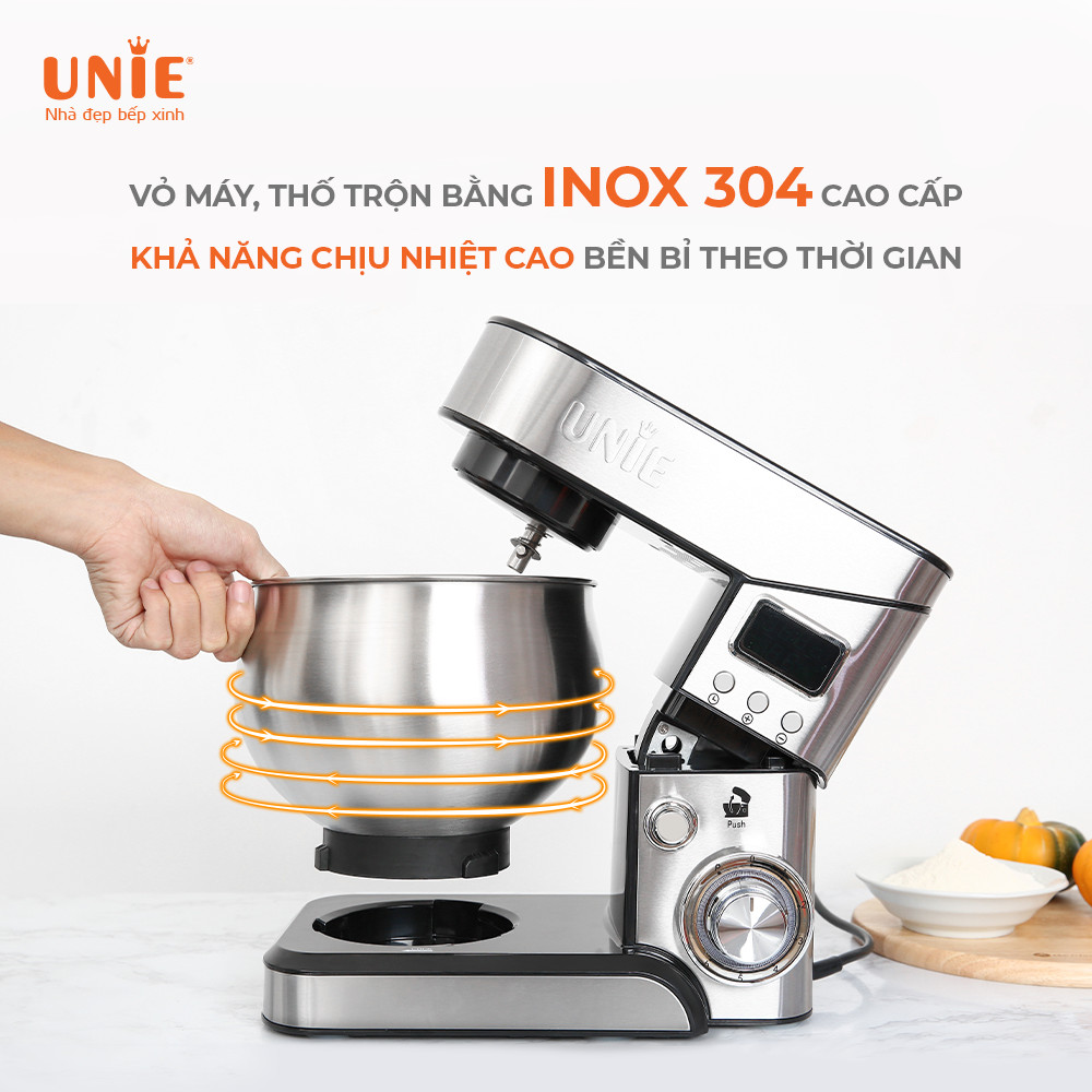 Máy Trộn Bột Đánh Trứng Đa Năng Unie EM2 Tiêu Chuẩn Đức Công Suất 1000W Dung Tích 5L- Hàng Chính Hãng