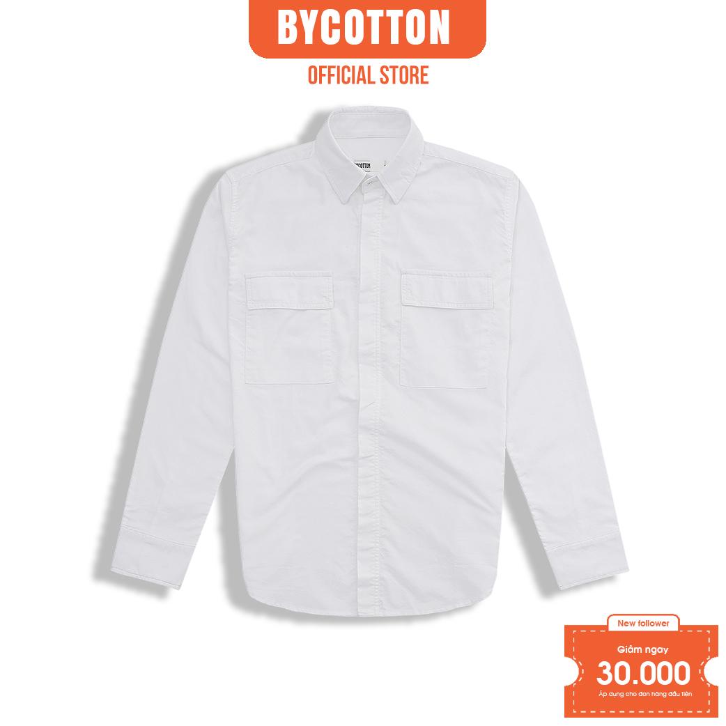 Áo Sơ Mi Nam Dài Tay Trơn BY COTTON Pocket White Shirt 2.0