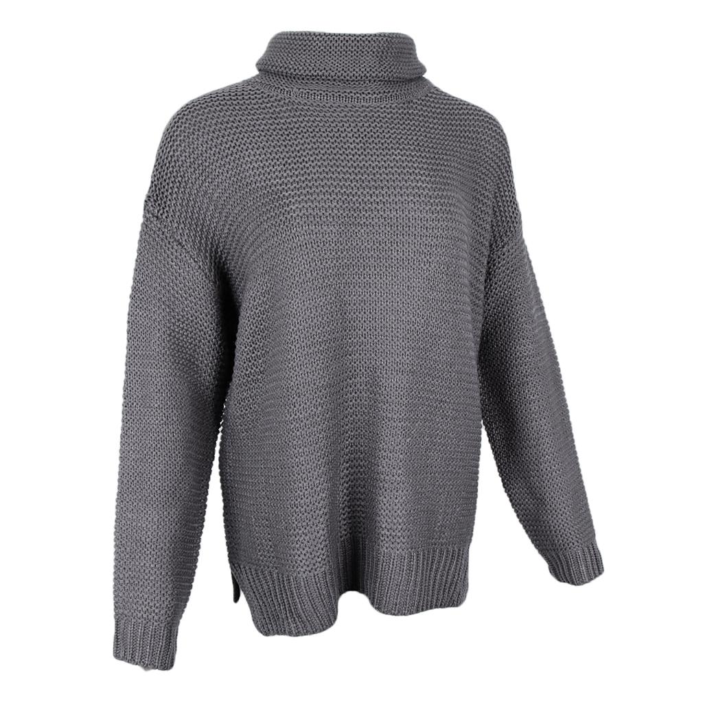 Women's Casual High Turtleneck Chunky Knit Sweater Oversized Pullover