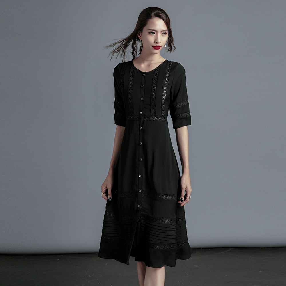 Đầm Suông Đầm Midi Thời trang thiết kế Hity DRE100 (Đen Huyền Bí)