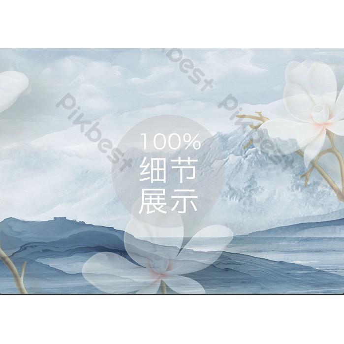 Tranh dán tường Tranh phong cảnh biển xanh và hoa, Tranh 3d dán tường MS1185548