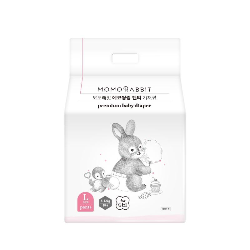 Bỉm Quần Bé Gái MOMO RABBIT Size L 8-12kg 28 Miếng