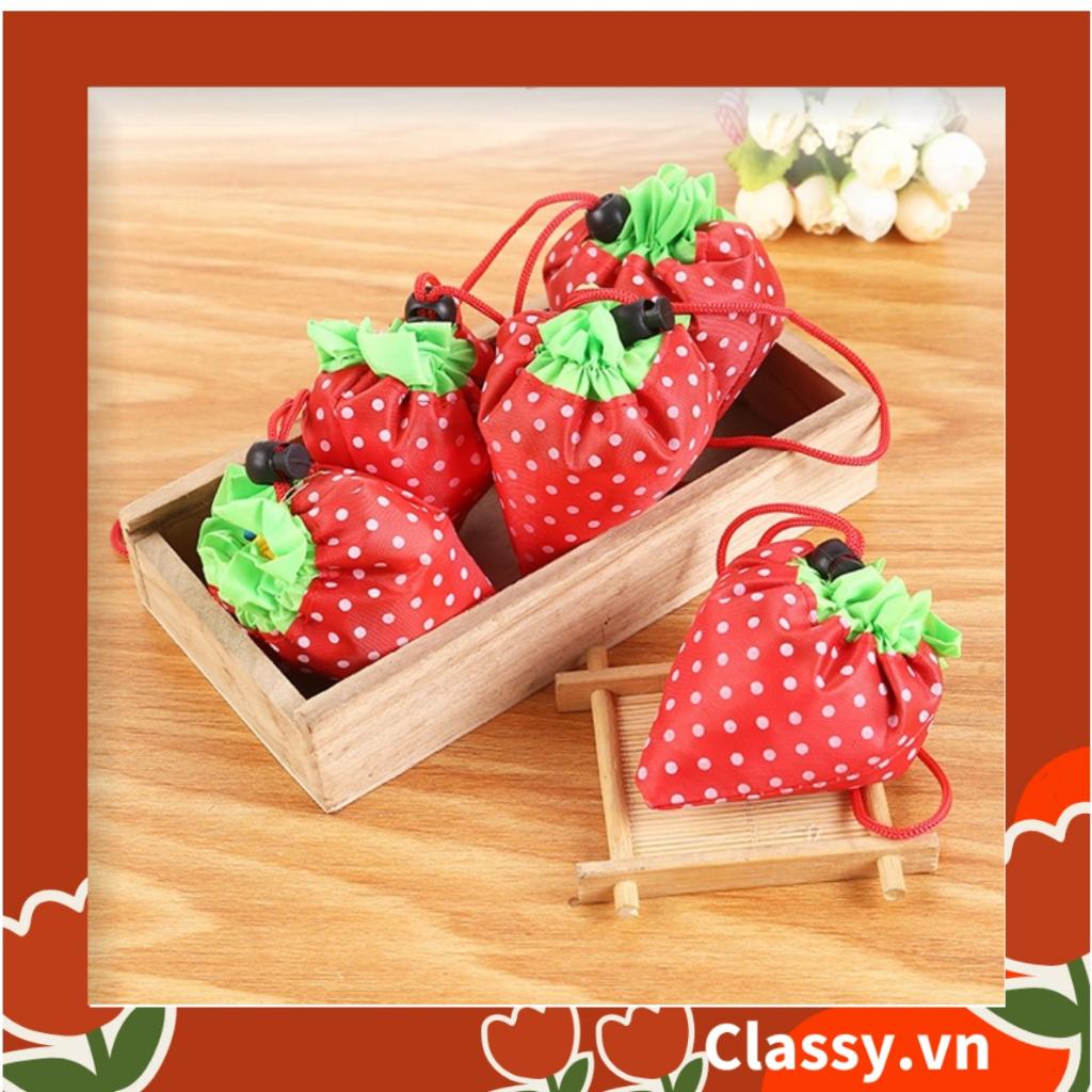 Túi dù gấp gọn Classy hình quả dâu xinh xắn, đi chợ, đi du lịch - Sản phẩm thân thiện với môi trường T290
