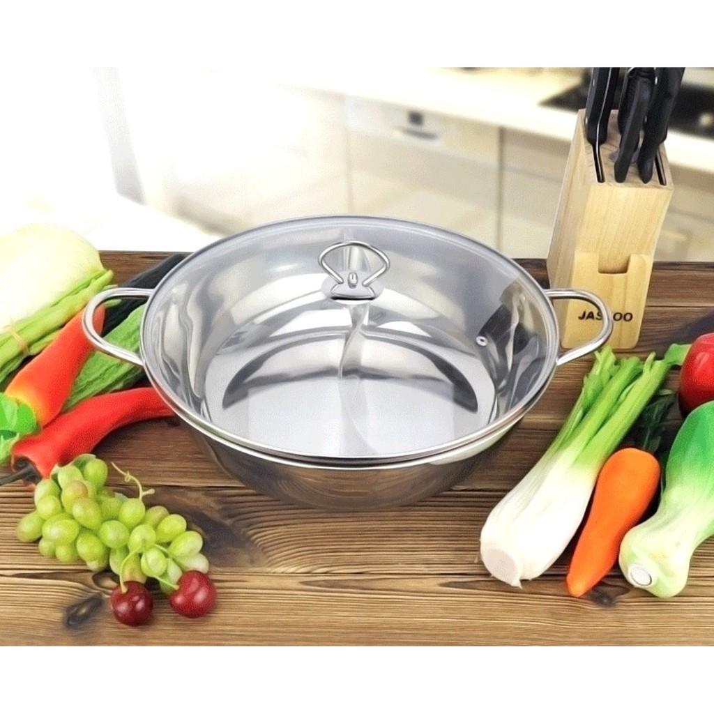 Nồi Lẩu 2 Ngăn, 2 Vỉ Inox 30Cm Siêu Tiện Dụng, Dùng Được Cho Tất Cả Các Loại Bếp