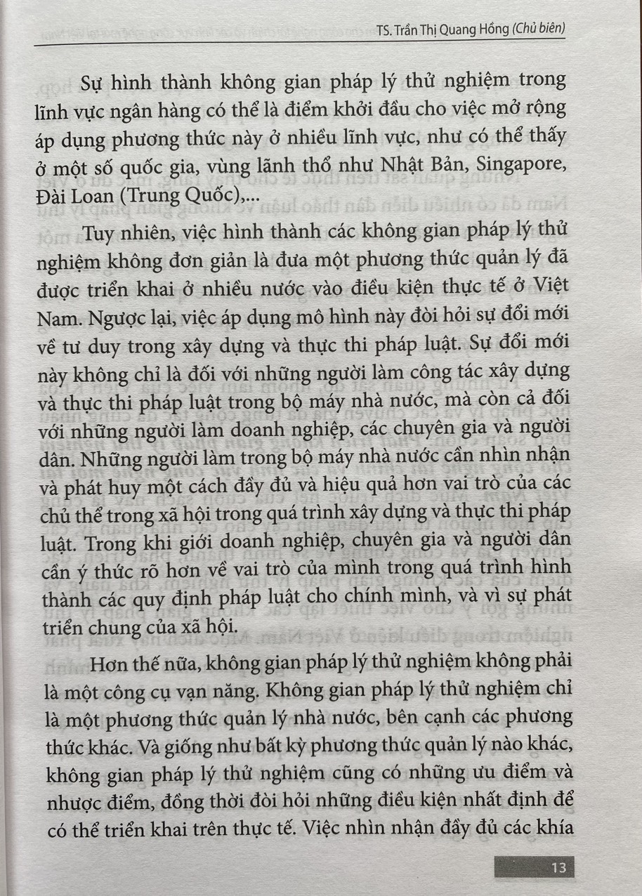 Phát Triển Không Gian Pháp Lý Thử Nghiệm Cho Công Nghệ Tài Chính và Các Lĩnh Vực Công Nghệ Mới Tại Việt Nam