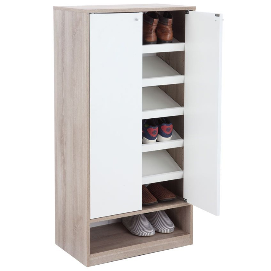 Tủ giày 6 tầng PEZZO gỗ công nghiệp cao cấp, cửa trắng kết hợp vân gỗ sang trọng | Index Living Mall - Phân phối độc quyền tại Việt Nam