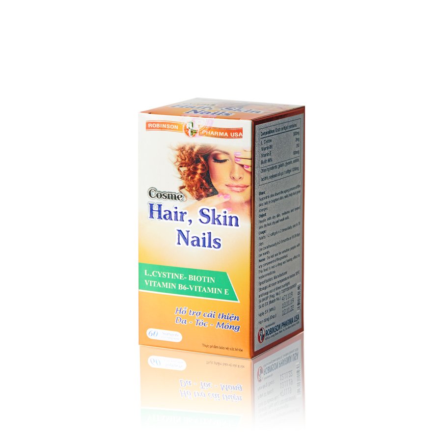 Viên uống TPCN COSME HAIR SKIN NAILS kích thích mọc tóc nhanh,làm dày tóc,ngăn ngừa rụng tóc, giúp cho chân tóc chắc khoẻ - Chai 60 viên