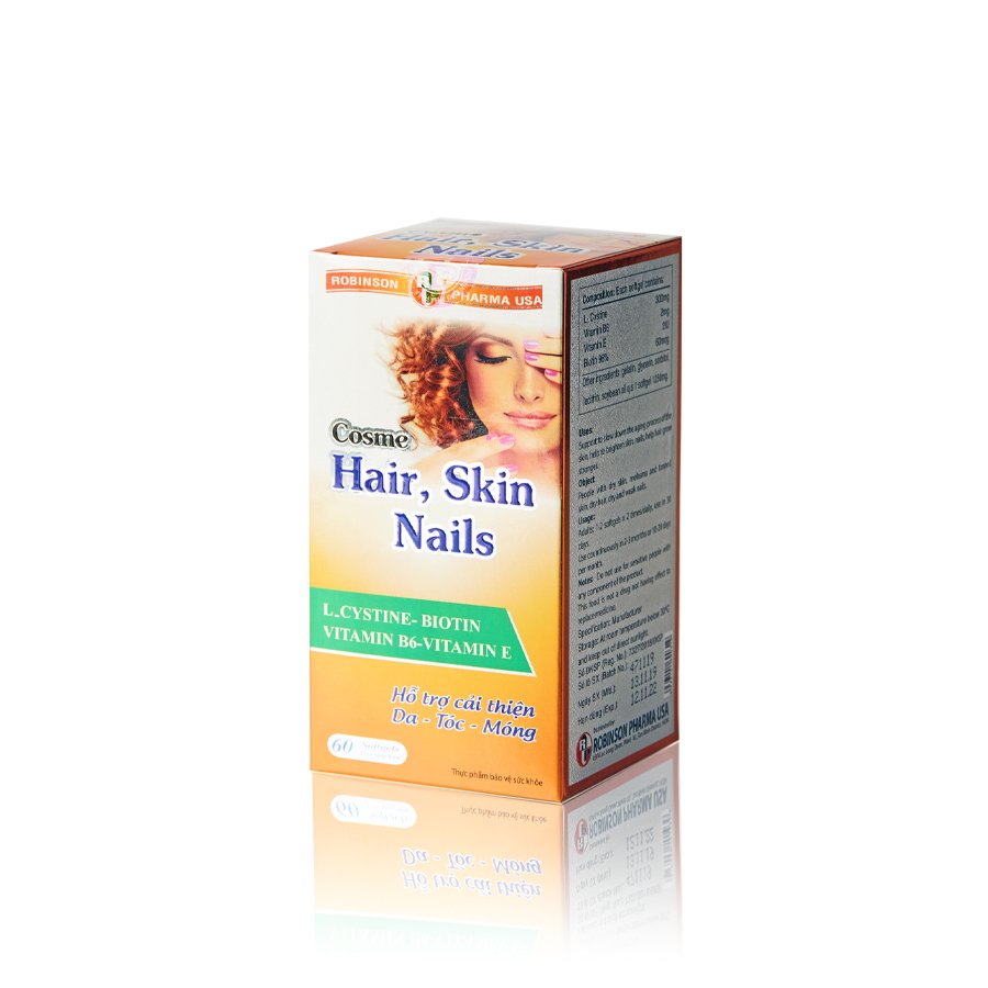 COMBO 2 CHAI TPCN COSME HAIR SKIN NAILS kích thích mọc tóc nhanh, giúp cho chân tóc chắc khoẻ - Chai 60 viên TẶNG 1 CHAI