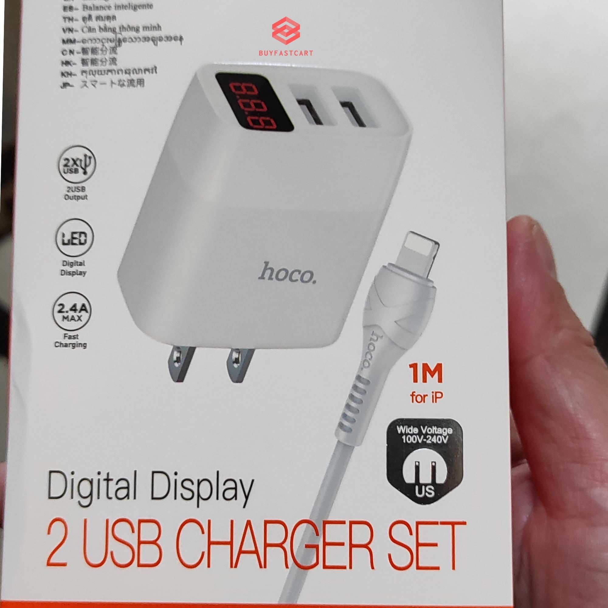 Bộ Củ Cáp Sạc Nhanh hoco 2.4A Có Báo Đèn Led Dành Cho Các Dòng Smartphone -Hàng Chính Hãng
