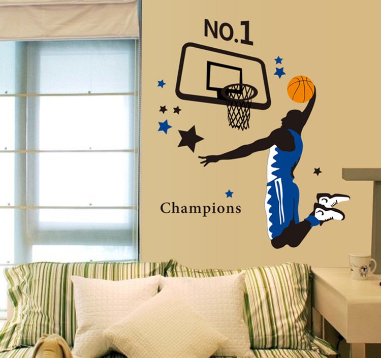 Decal dán tường bóng rổ Champions