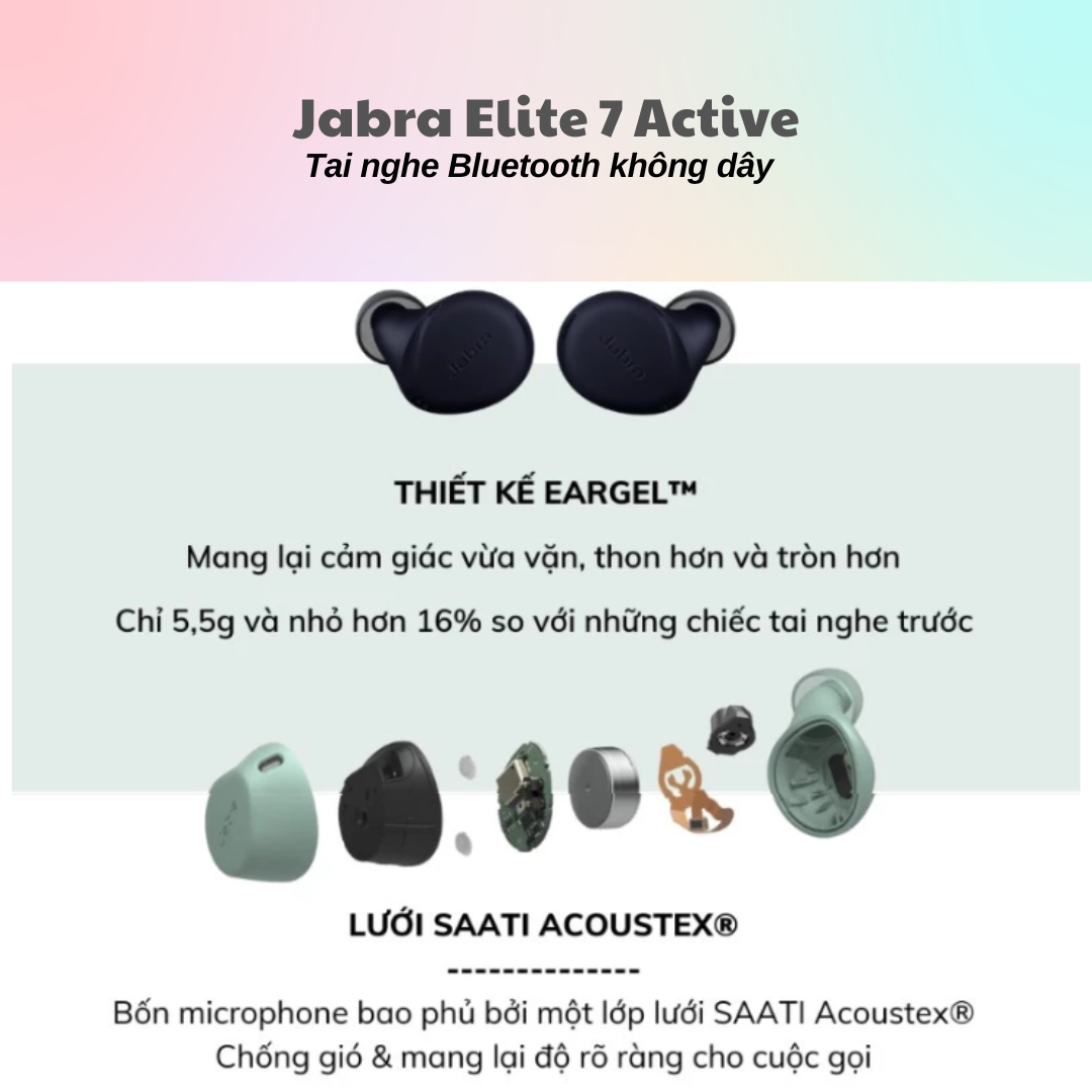 Tai Nghe Bluetooth True Wireless Jabra Elite 7 Active Chống ồn ANC 2 micro IP57 Mono - Bảo Hành 12 Tháng - Hàng Chính Hãng