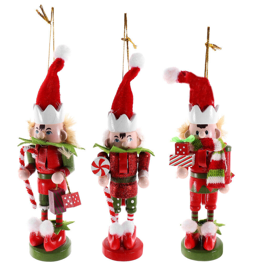 Bộ 3 mô hình chú lính chì gỗ Decor Trang Trí Giáng Sinh - Noel Cao 13cm màu xanh đỏ