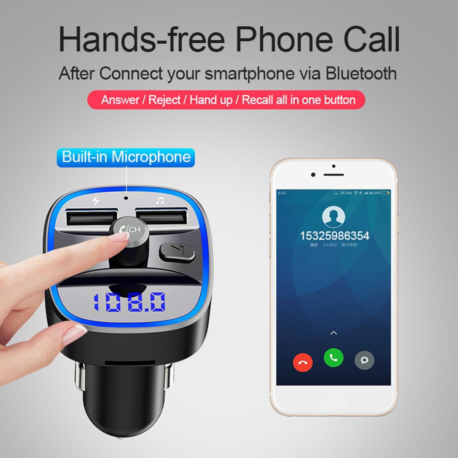 Wireless Car FM Transmitters Multifunction Hands-Free Calling Dual USB Port