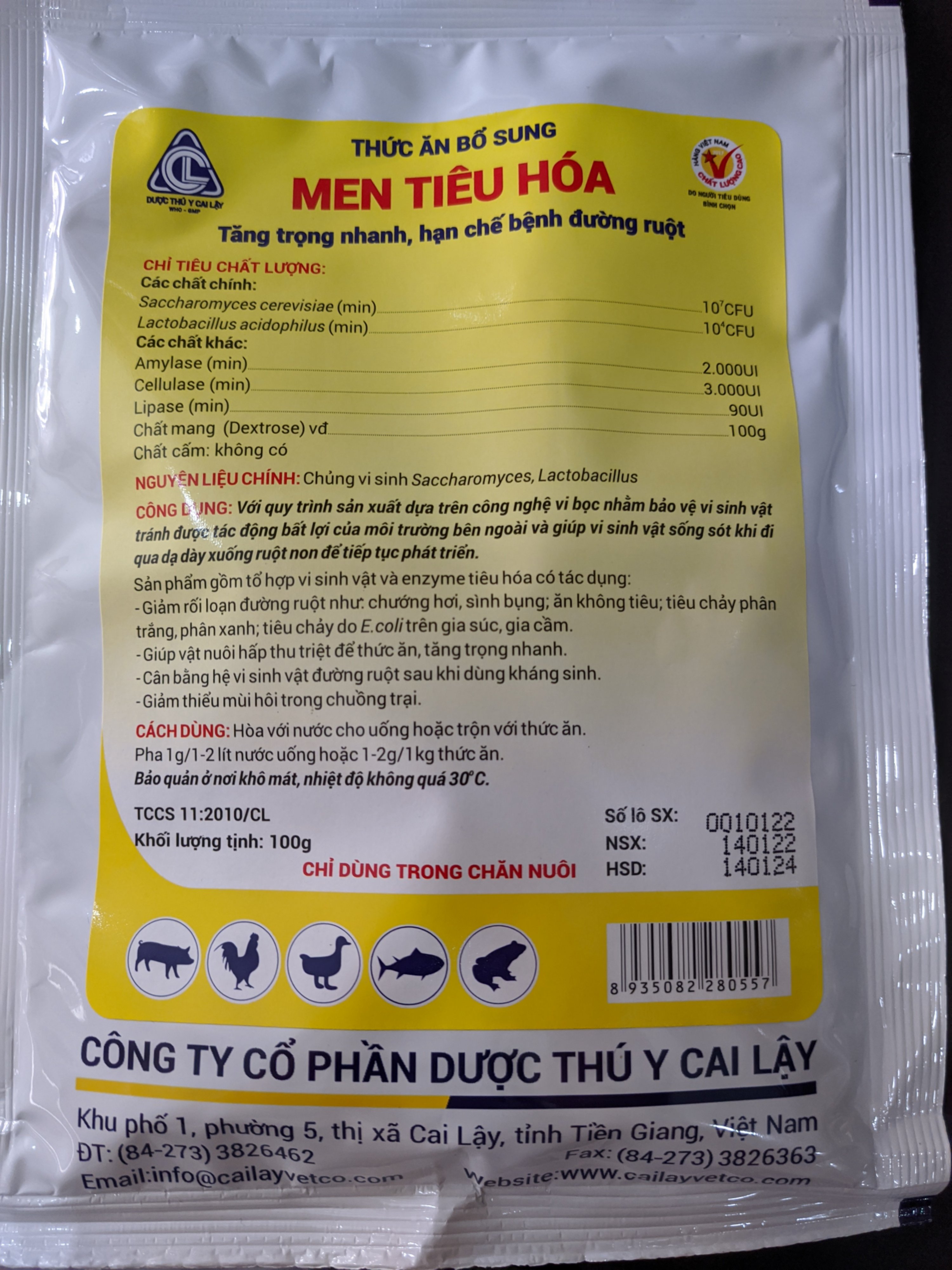 Thức ăn bổ sung MEN TIÊU HOÁ tăng trọng nhanh hạn chế bệnh đường ruột