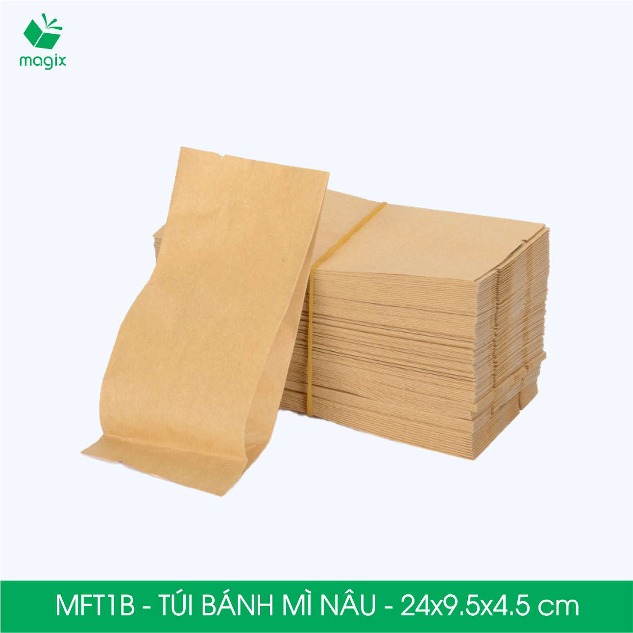 MFT1B - 24x9.5x4.5 cm - 100 Túi giấy bánh mì nâu