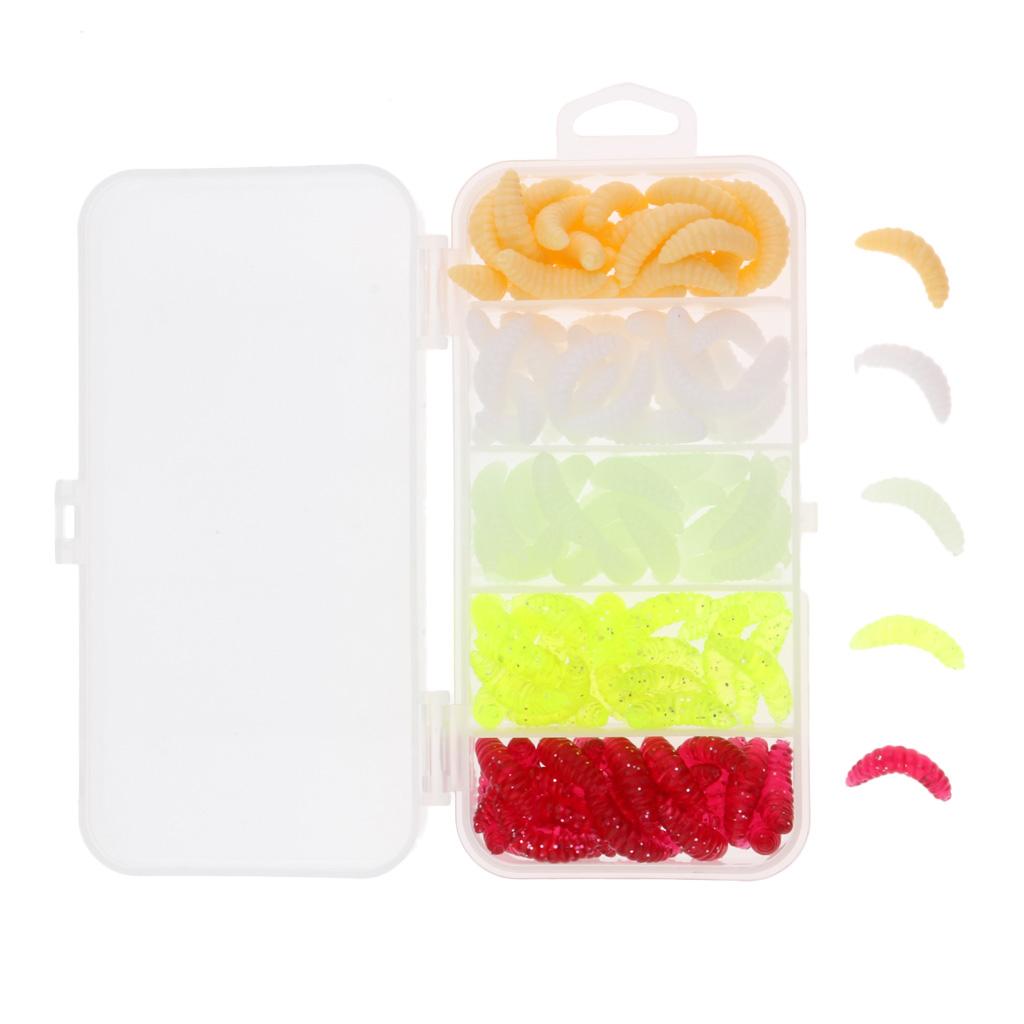125Pcs Maggot Grub Worm Fishing Lures Bionic Grub Shape Baits for Carp