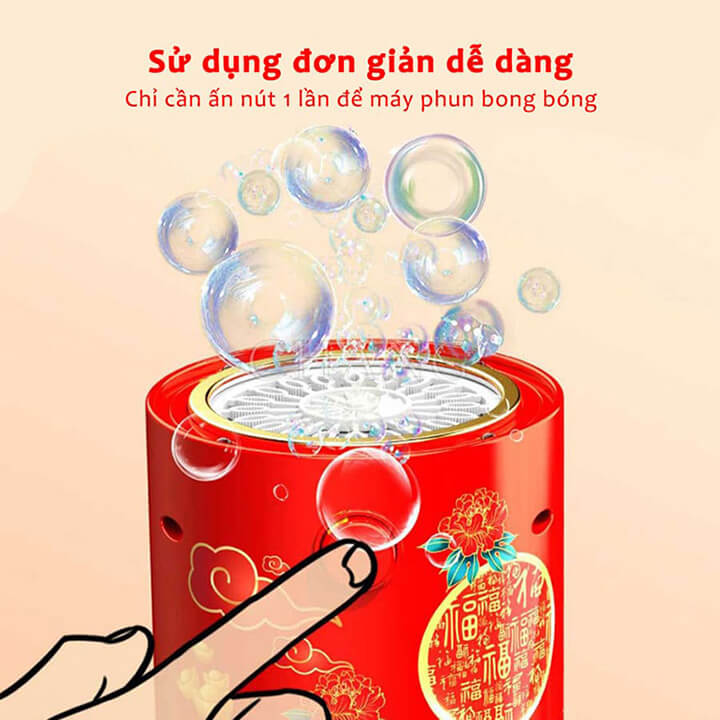 Máy Thổi Bong Bóng Xà Phòng Tự Động Có Đèn Led Kèm Nhạc, Máy Tạo Bong Bóng Trang Trí Vui Nhộn Đón Tết