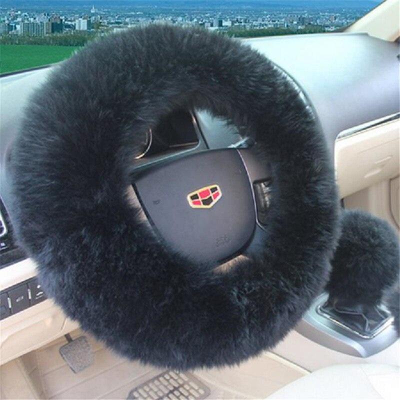 3Pcs Car Accessories Decoration Steering Wheel Cover + Handbrake Cover + Gear Shift Cover