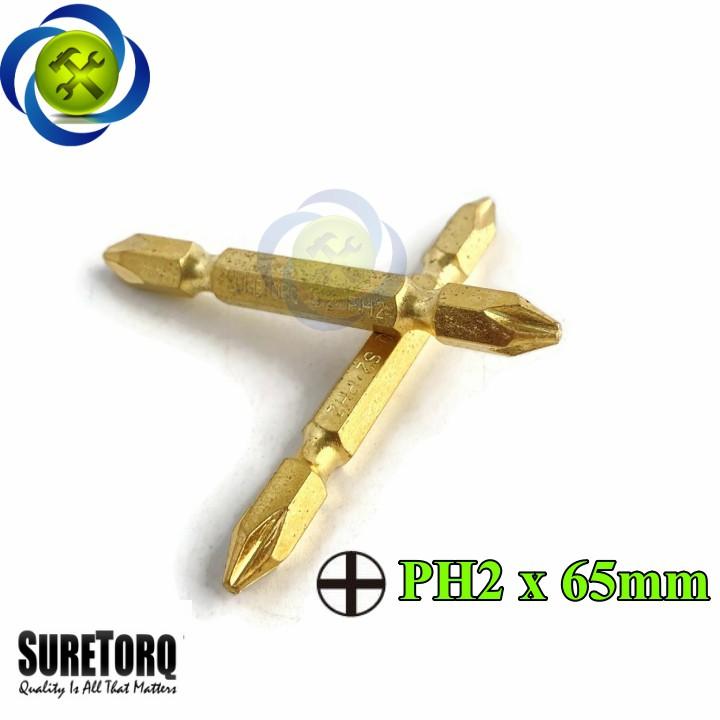 Mũi vặn vít 2 đầu PH2 Suretorq 1673-0302 PTCH màu vàng dài 65mm