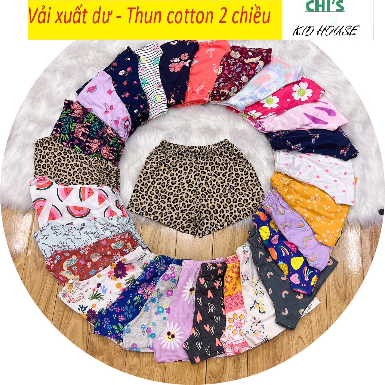 SET 10 QUẦN ĐÙI THUN COTTON NHIỀU HOẠ TIẾT CHO BÉ GÁI