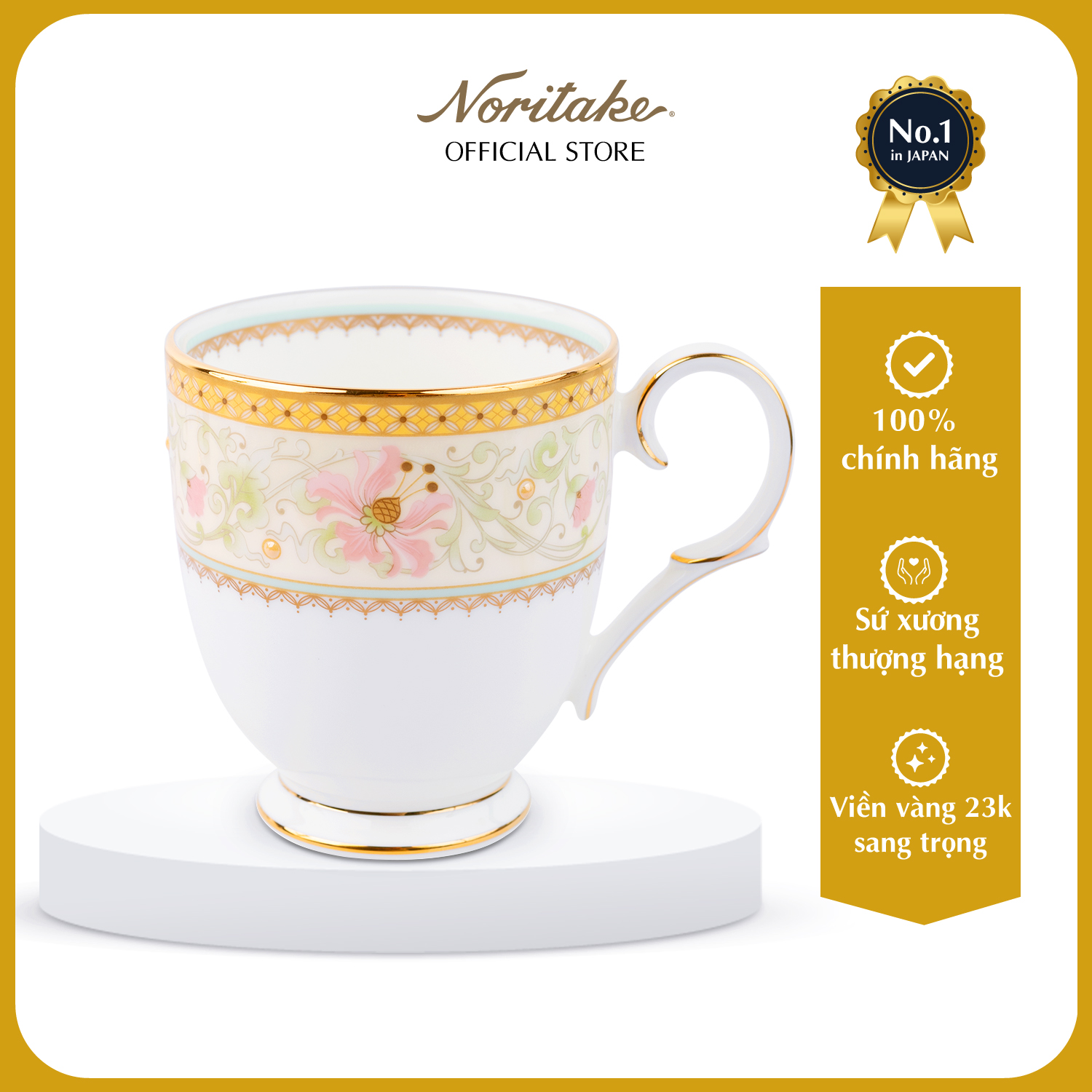 Cốc Uống Nước Noritake dòng Blooming Splendor sứ xương cao cấp