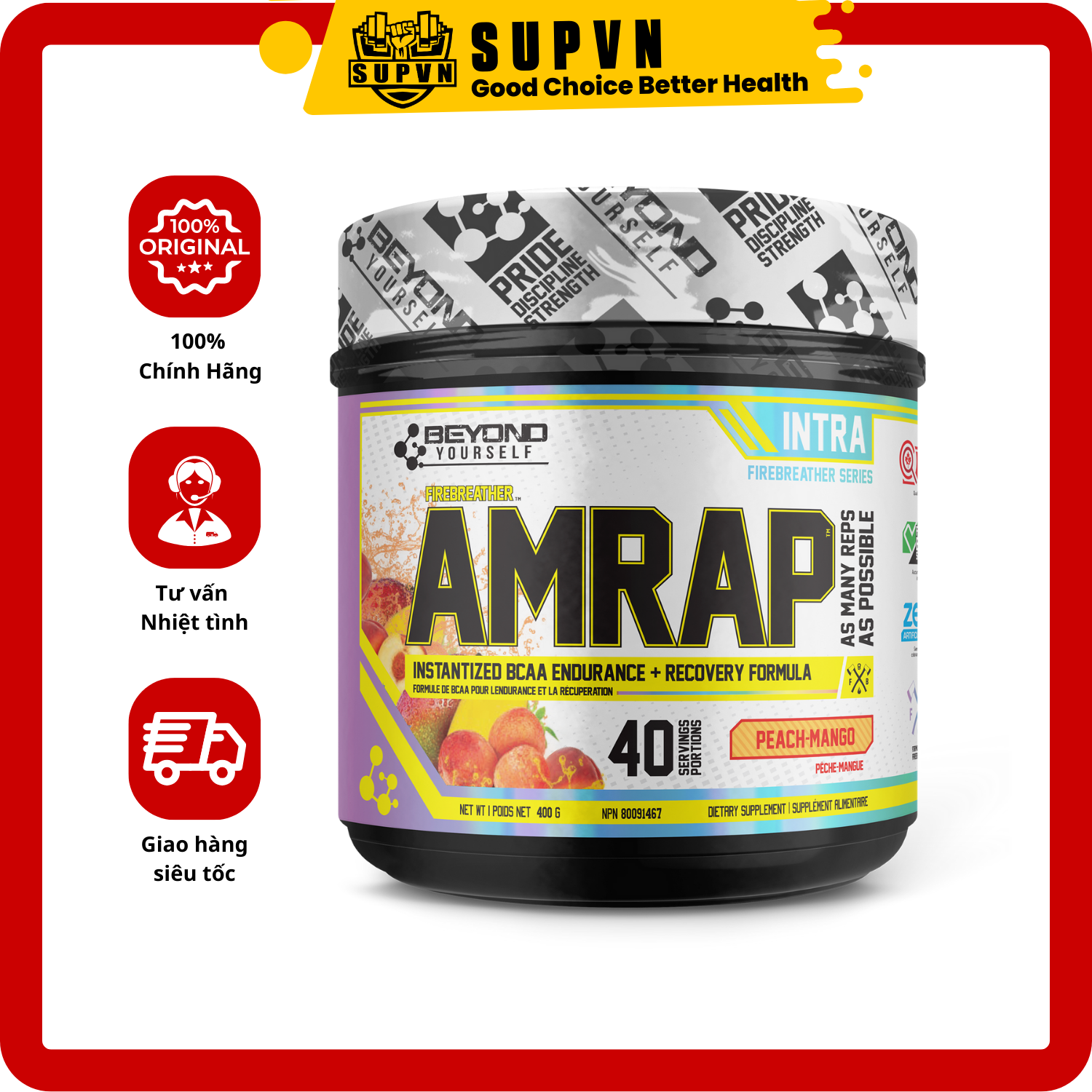 Beyond Amrap BCAAs (40 Lần Dùng) - Tăng Sức Bền Tăng Cơ Và Giảm Mỡ Hiệu Quả