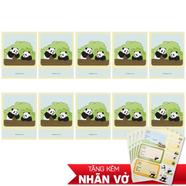 Combo 10 Tập Học Sinh Fluffy Panda - Miền Nam - 4 Ô Ly - 96 Trang 80gsm - The Sun 01 - The Sun 03 - Tặng Nhãn Vở Kèm Sticker