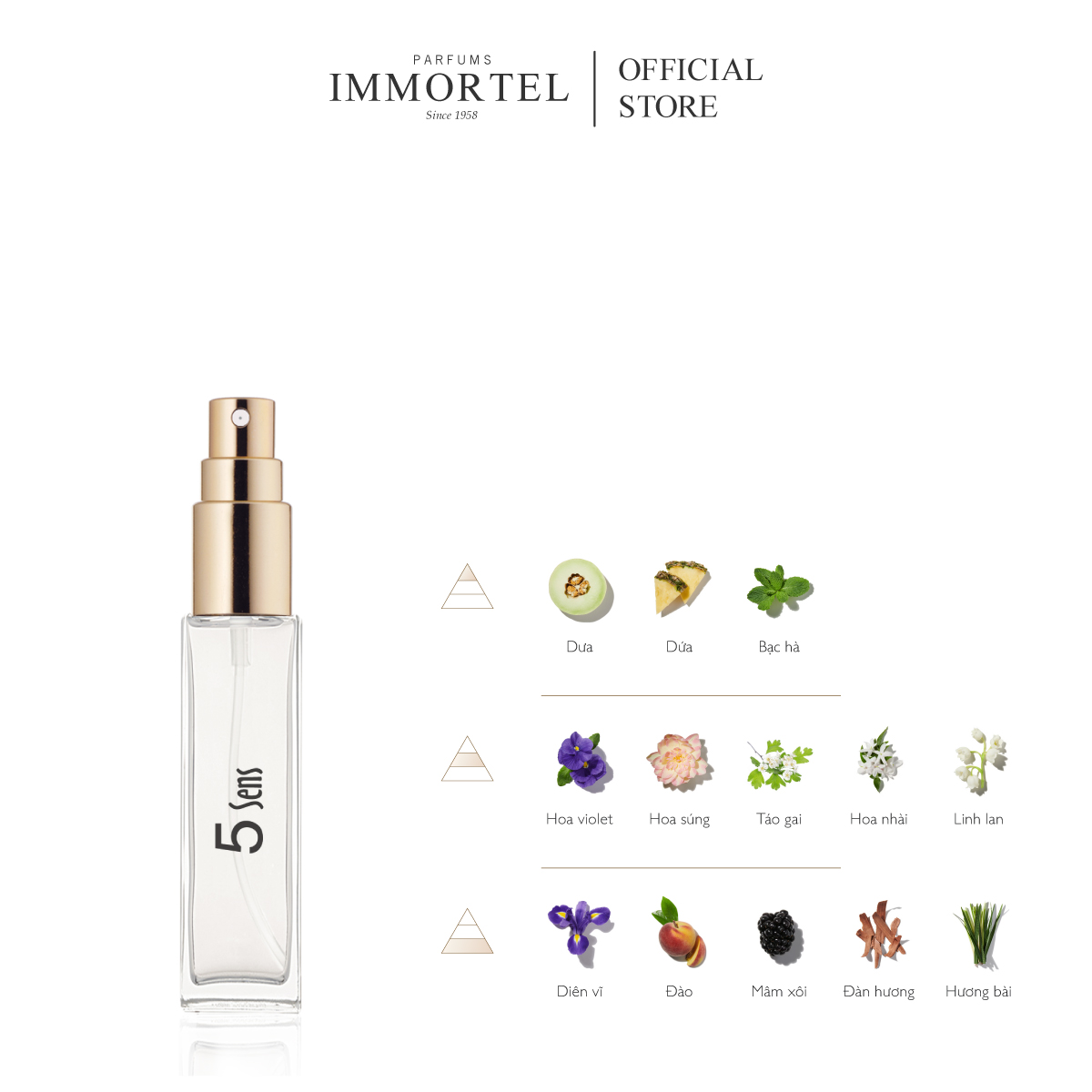 Nước hoa nữ IMMORTEL 5 Sens - 8mL EDP Chính hãng Pháp