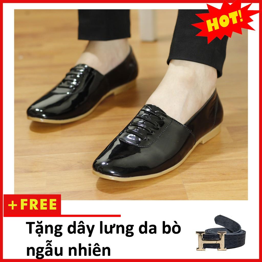 Giày Lười Nam Đế Khâu Chắc Chắn Da Bóng Mặt Dây Ngang - M97 (TL