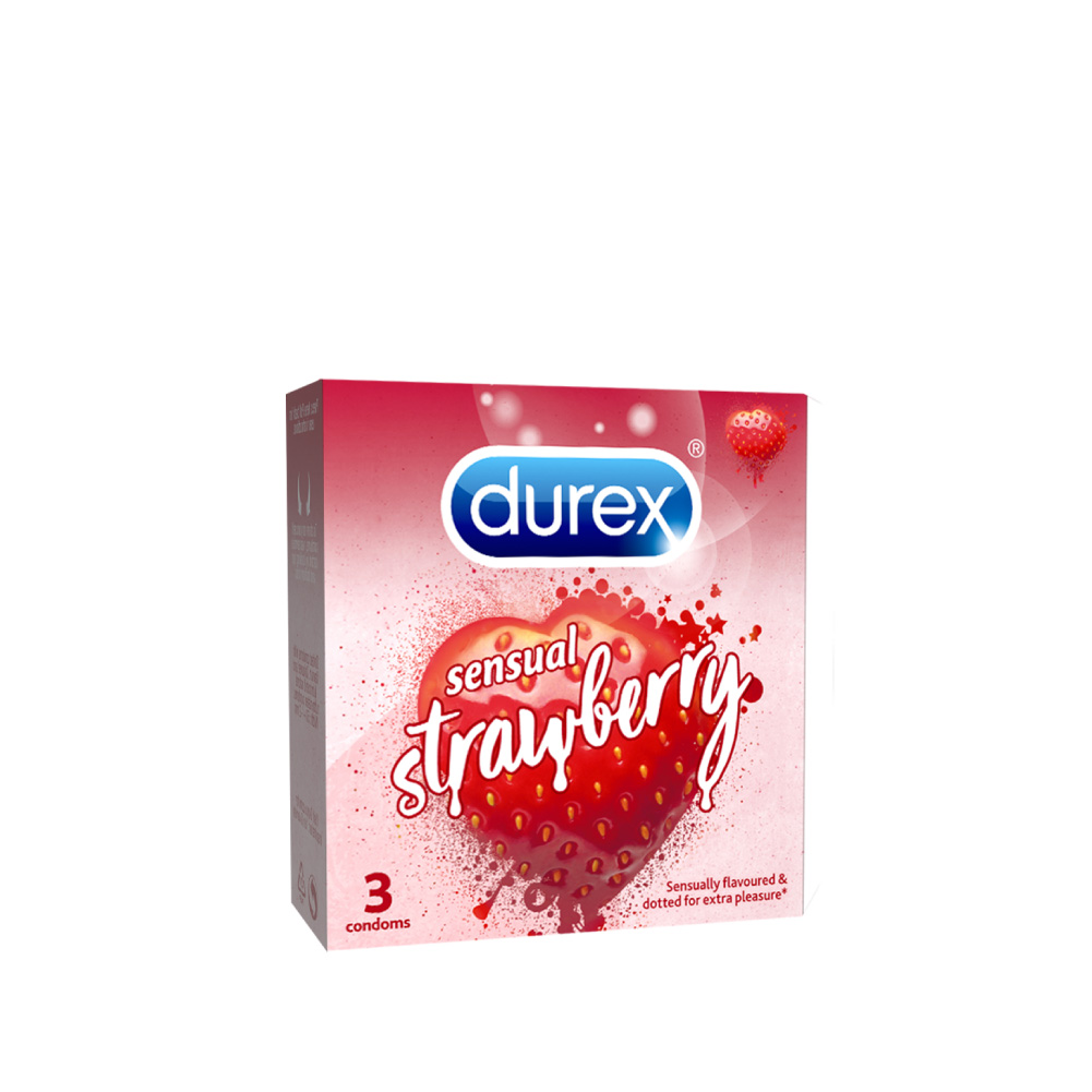 Bộ 3 Bao Cao Su Durex Sensual Strawberry - Hộp 3 chiếc