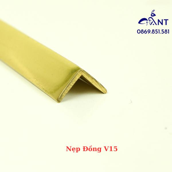 Nẹp Đồng V15, Nẹp đồng V, Nẹp đồng chống trơn, Nẹp ốp vách, nẹp ốp cầu thang, giá 1m