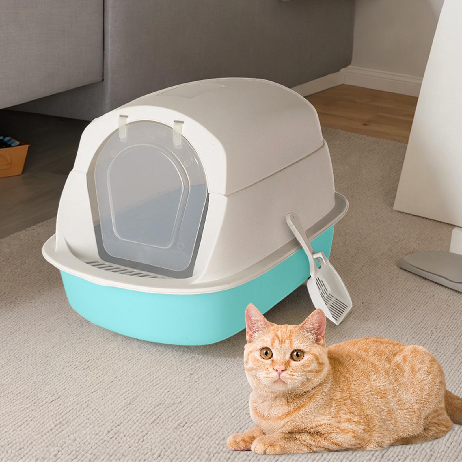 Hooded Cat Litter Box with Lid Cat Litter Tray Enclosed and Covered Cat Toilet Large Cat Litter Box for Indoor Cats with Door Pet Litter Box