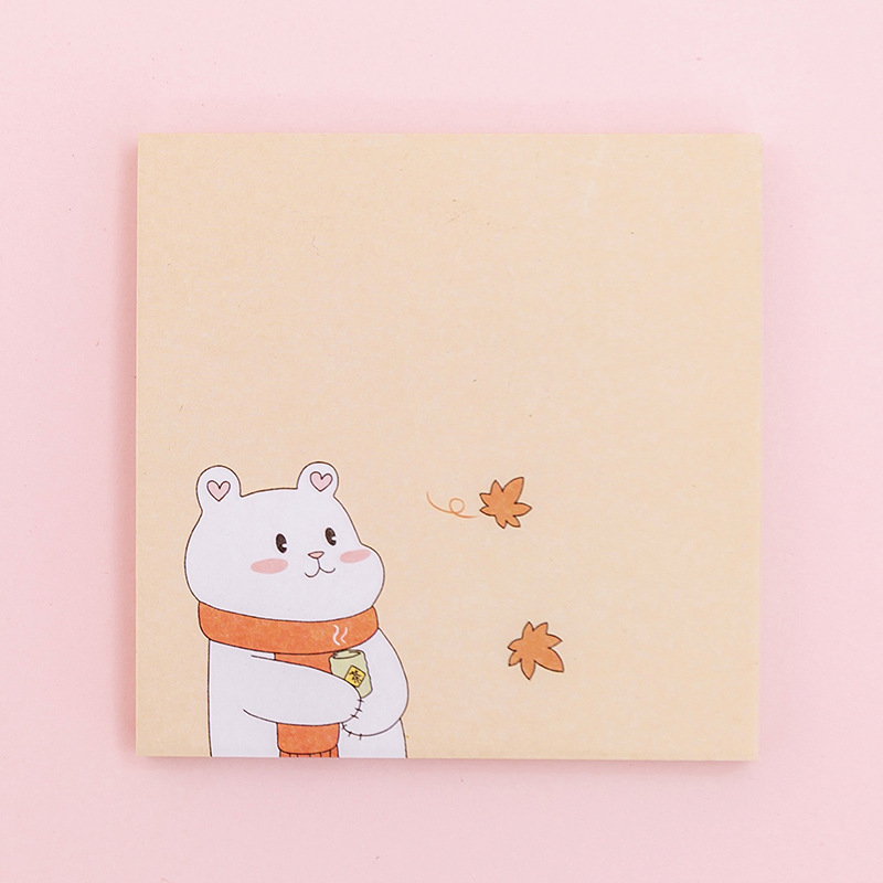 Giấy Note Vuông Ghi Chú Cute Tập 80 Tờ Họa Tiết Chuột Hamster Gấu Trắng Dễ Thương Kích Thước 7.2x7.2cm Có Keo