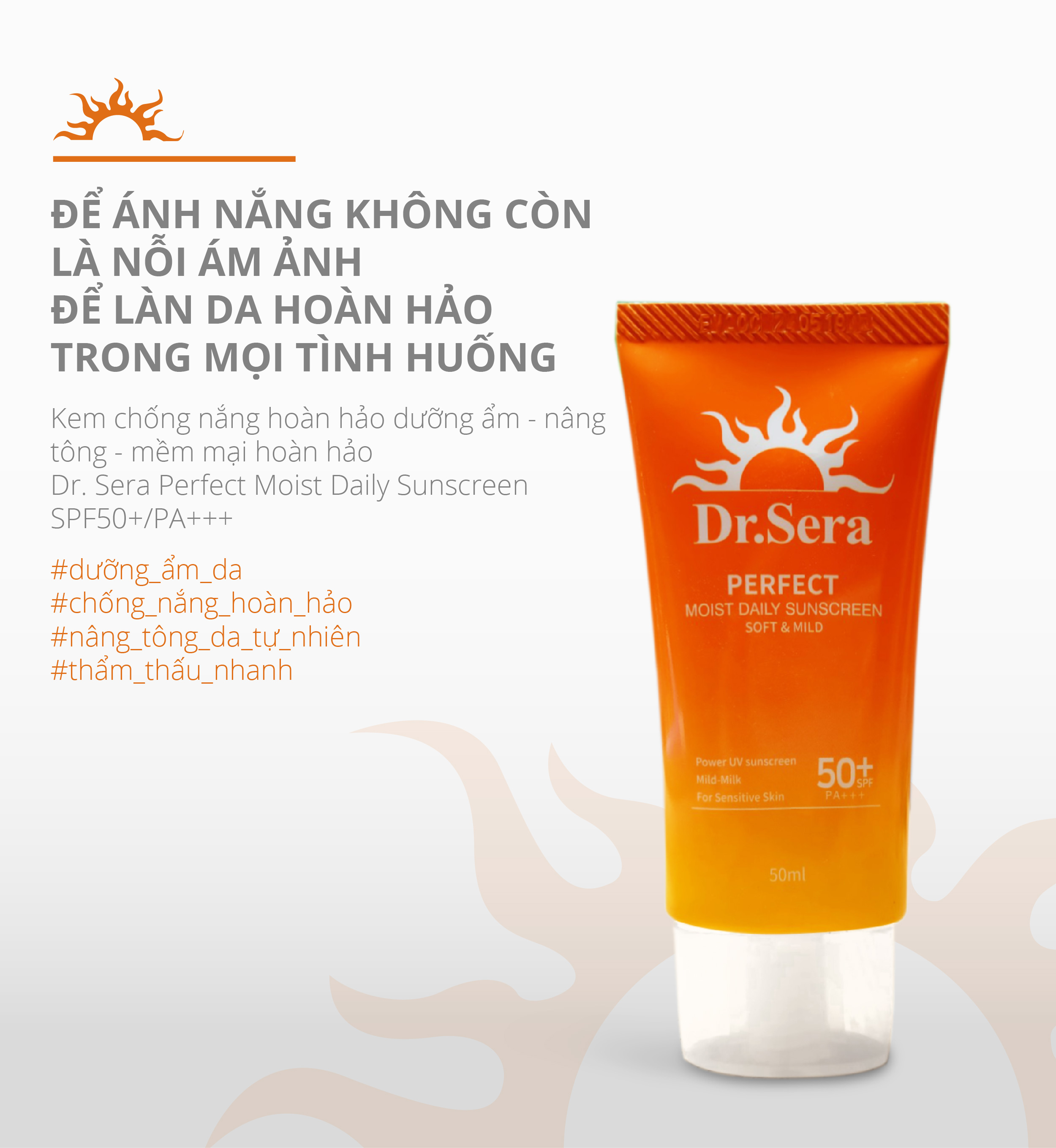 Kem chống nắng Dr.Sera Perfect Moist Daisly Sunscreen SPF50+/PA+++ hoàn hảo dưỡng ẩm, nâng tông da, mờ nếp nhăn