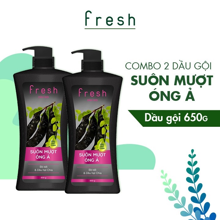 Combo 2 chai dầu gội Fresh Suôn mượt óng ả chiết xuất Bồ kết 650g