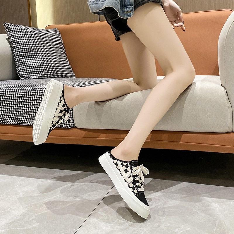 Giày Sục Đạp Gót Nam Nữ ,Sneaker Độn Đế 3cm Đi Học Thể Thao Đẹp Kẻ Ô Vuông