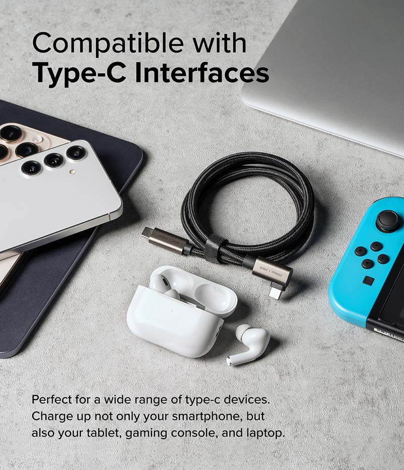 Cáp sạc nhanh 240W RINGKE 90 Degree USB-3.2 Gen 2X2 USB-C Cable - Hàng Chính Hãng