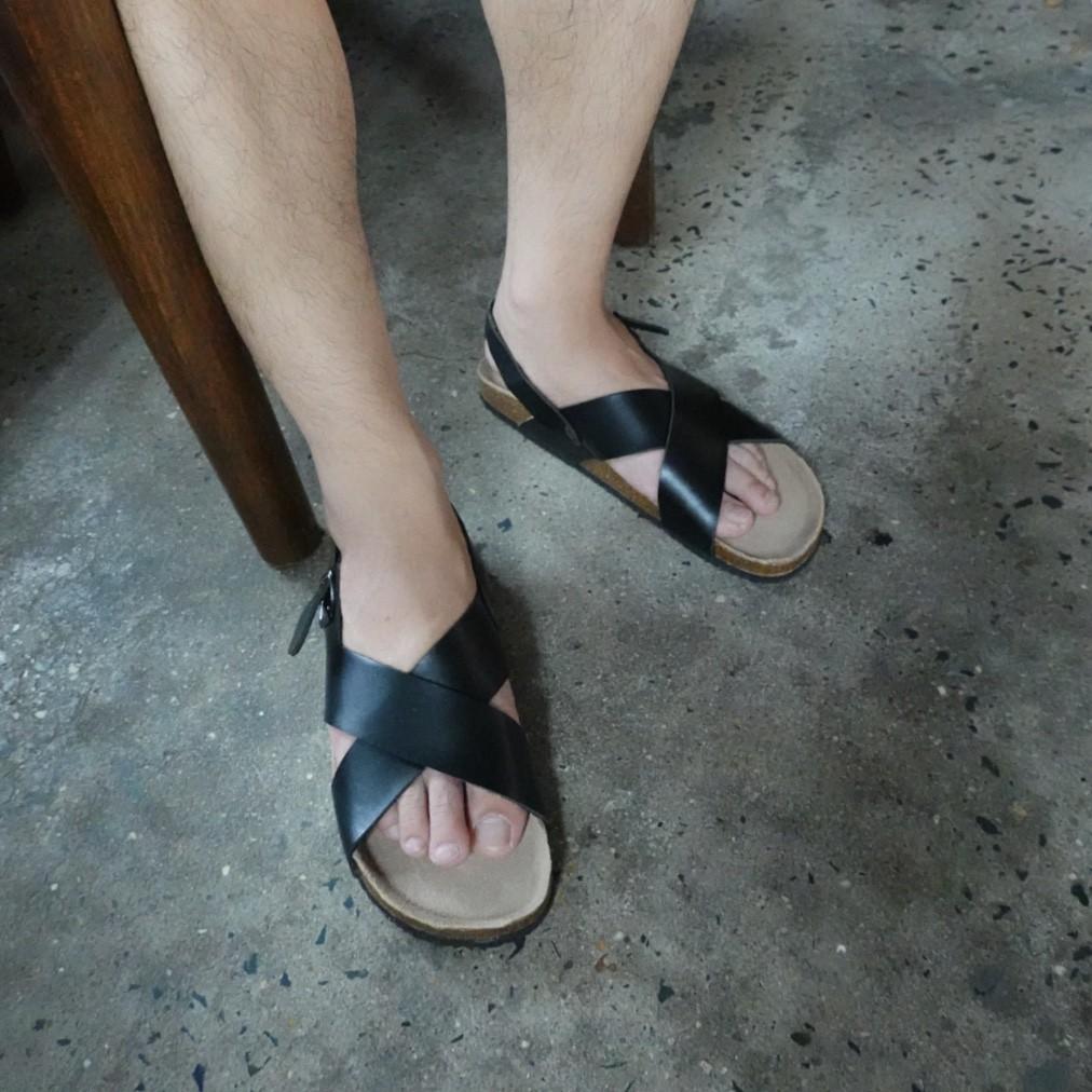 Sandal nam nữ unisex đế trấu SB04 Đen