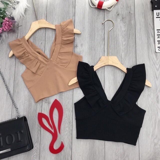 Áo croptop cổ V cánh tiên siêu sang chảnh