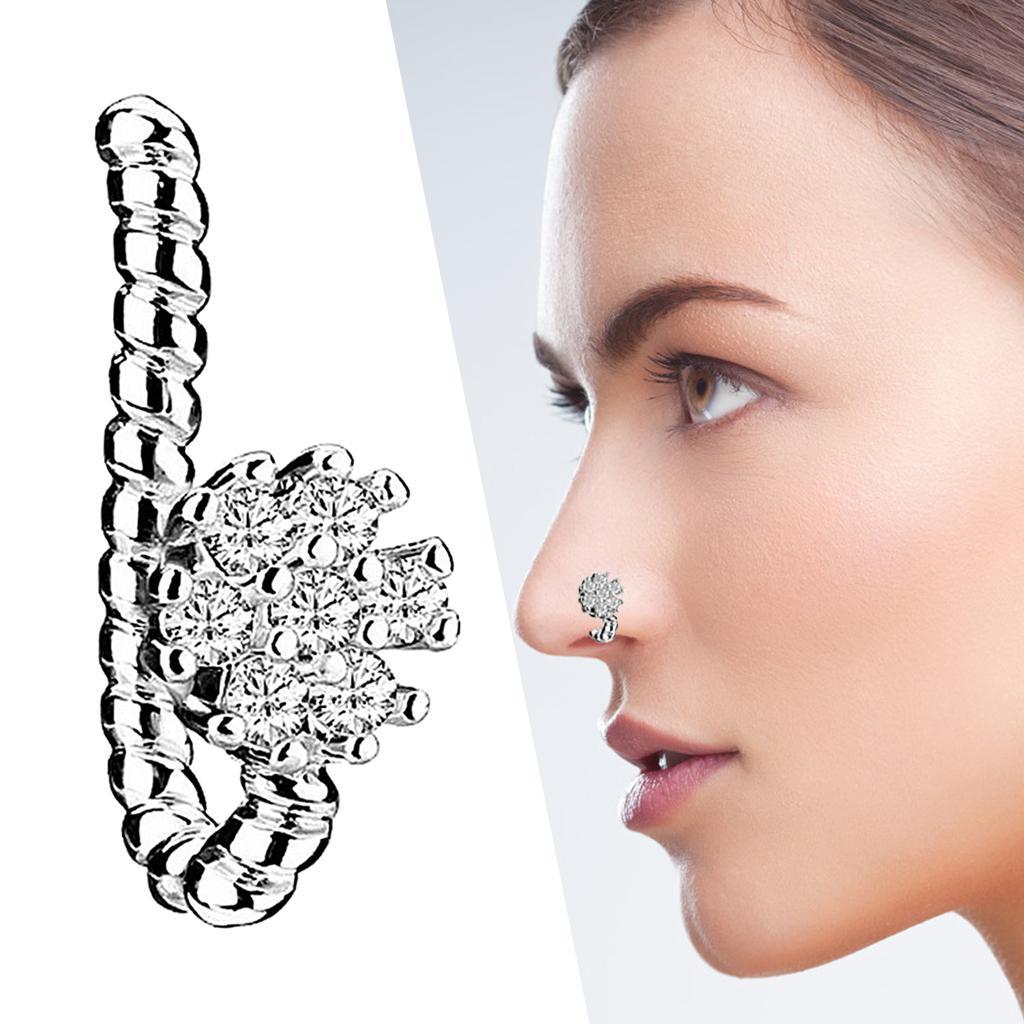 2-4pack Fake Nose Rings 18G Fake Lip Ear Nose Septum Ring Non Piercing silver