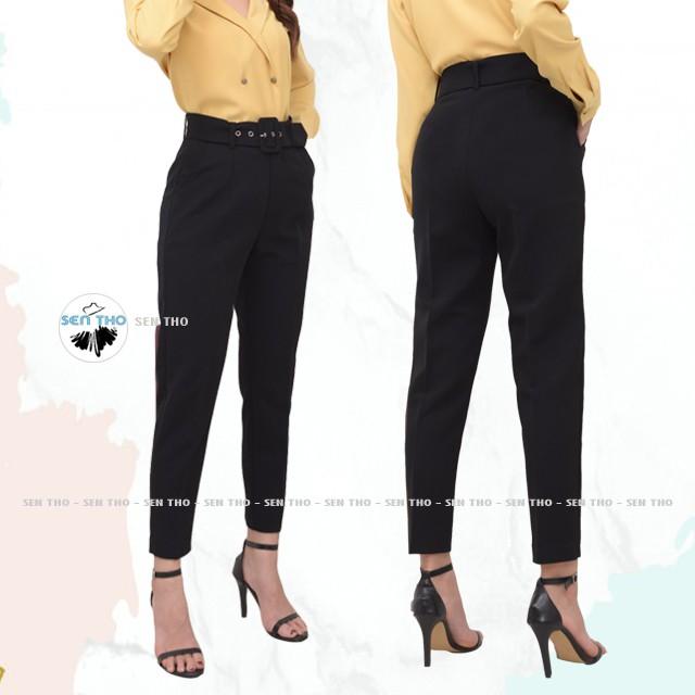 Quần Baggy Nữ Kèm Đai Dài Cạp Cao Sang Chảnh Cá Tính Vải Cao Cấp Form Dáng Công Sở