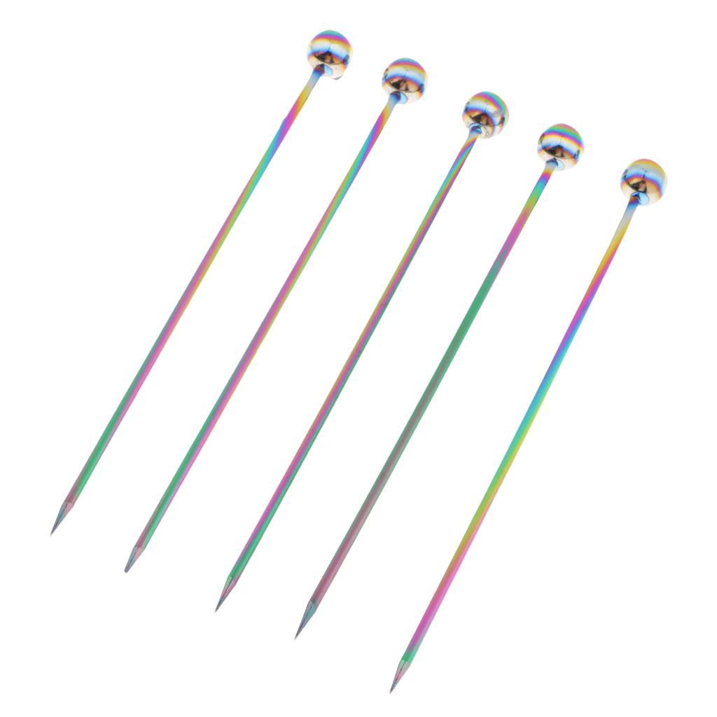 2-3pack 5Pcs/set Stainless steel Cocktail Picks Cocktail Fruit Sticks Bar Tools