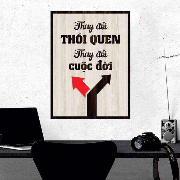 Tranh gỗ DECOR - SLOGAN tạo động lực, Truyền cảm hứng - Thay đổi thói quen thay đổi cuộc đời