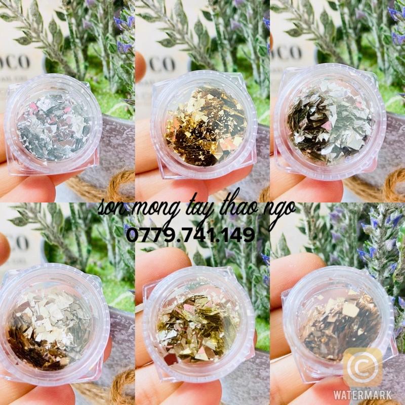 Set vụn giấy thuỷ tinh 6 màu trang trí móng ẩn gel