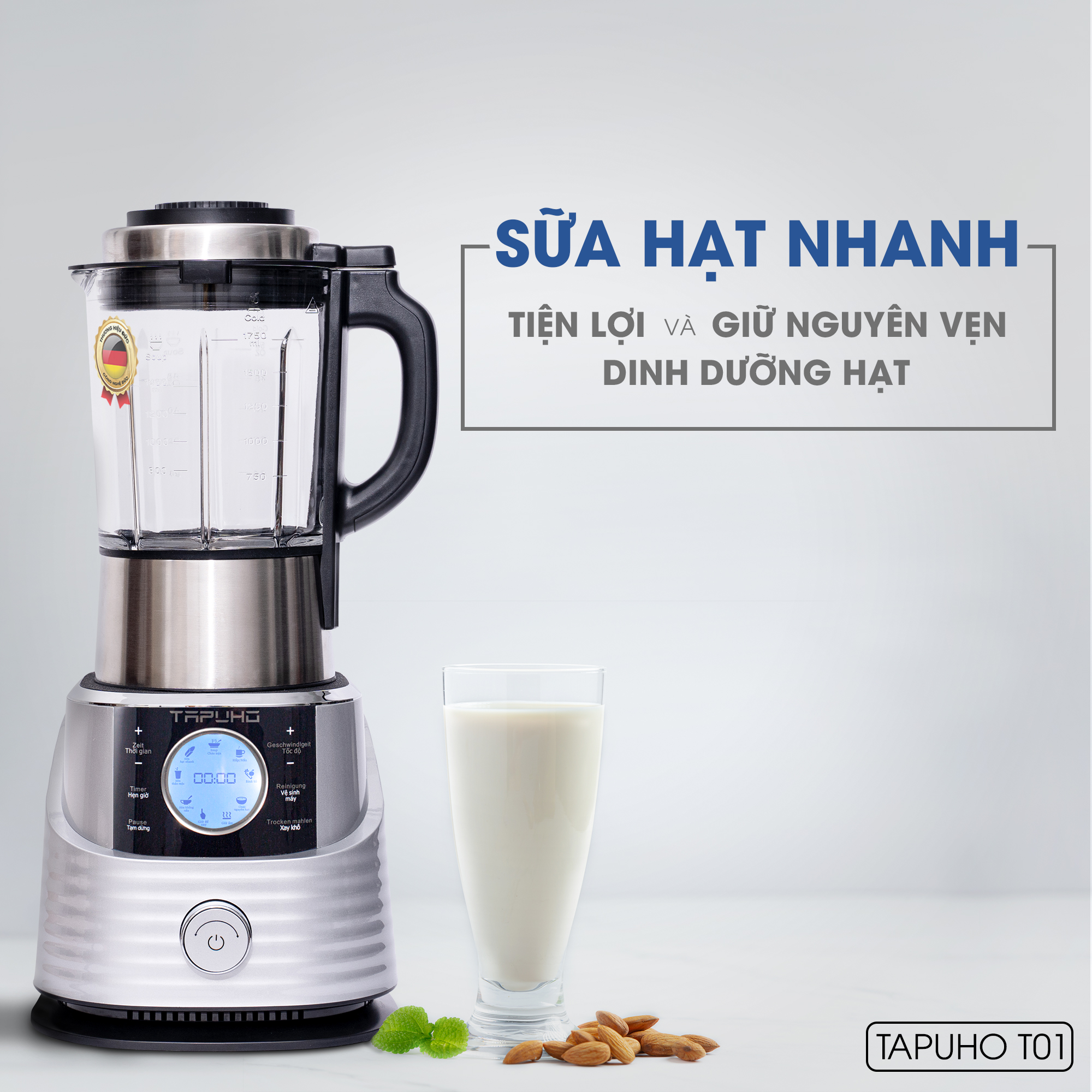 Máy Làm Sữa Hạt Đa Năng TapuhoT01 | Công Suất 2000W | Dung Tích 1.75L | Có Chức Năng Tạm Dừng | Hàng Chính Hãng